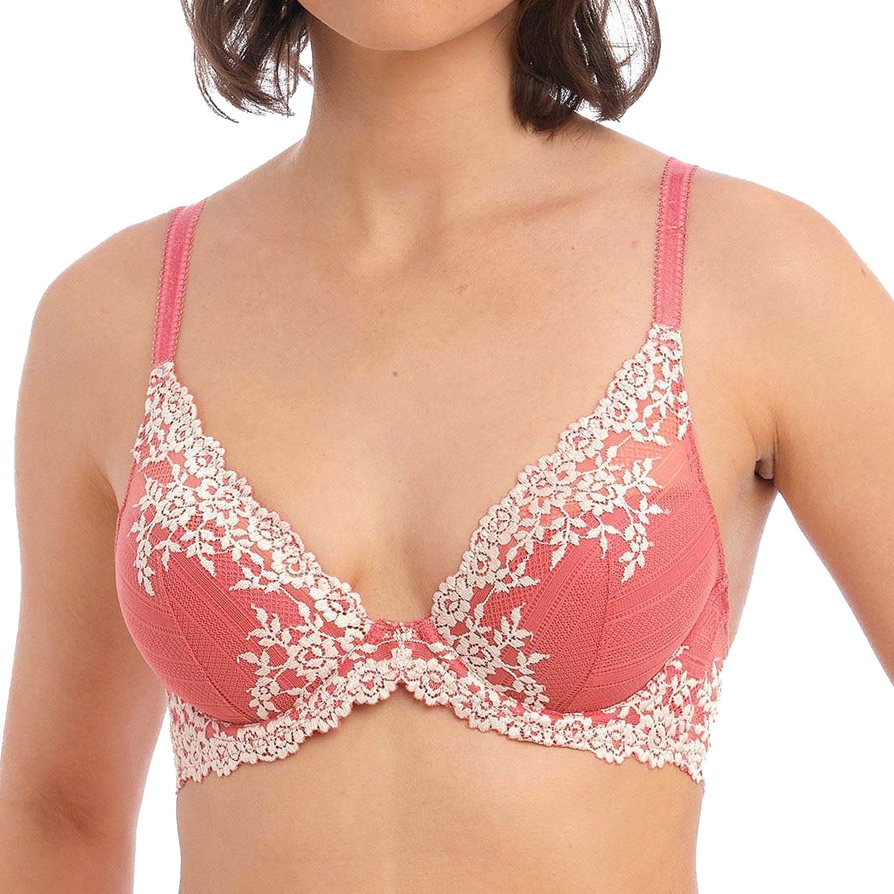Wacoal Embrace Lace Plunge Contour Bra 853291 Faded Rose Front