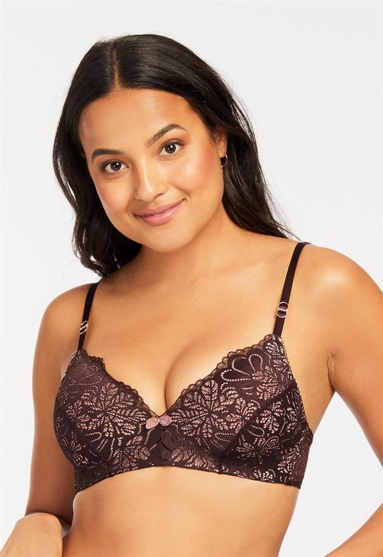 Montelle Two Tone Lace Wirefree Cocoa Bliss Bra 9172 - Cocoa/Blush