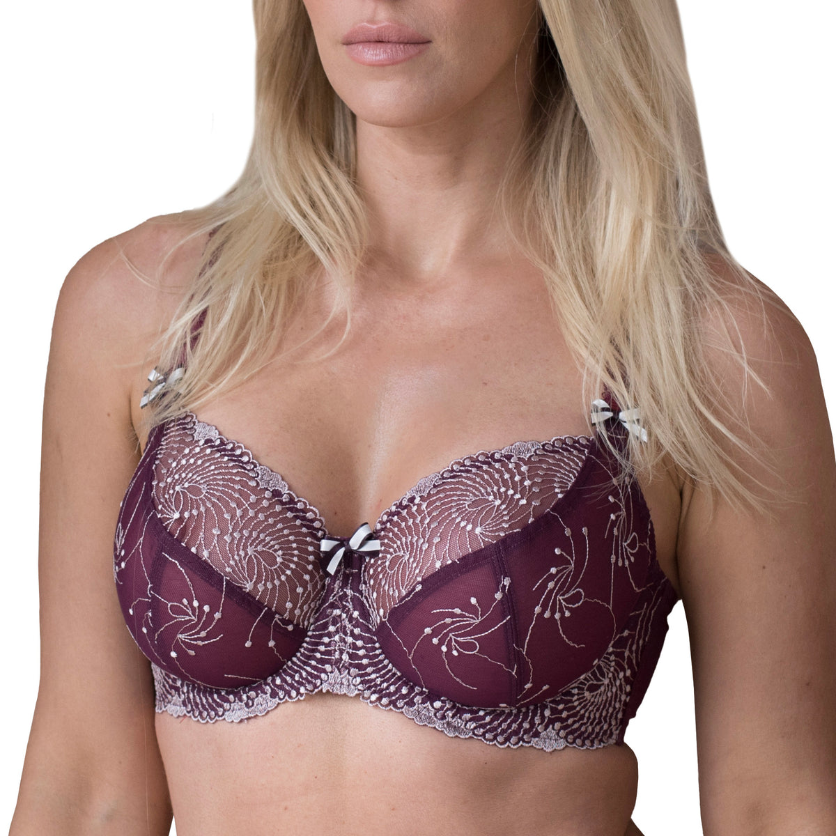 Fit Fully Yours Nicole See-Thru Lace Underwire Bra B2271 Blossom Lilac Front