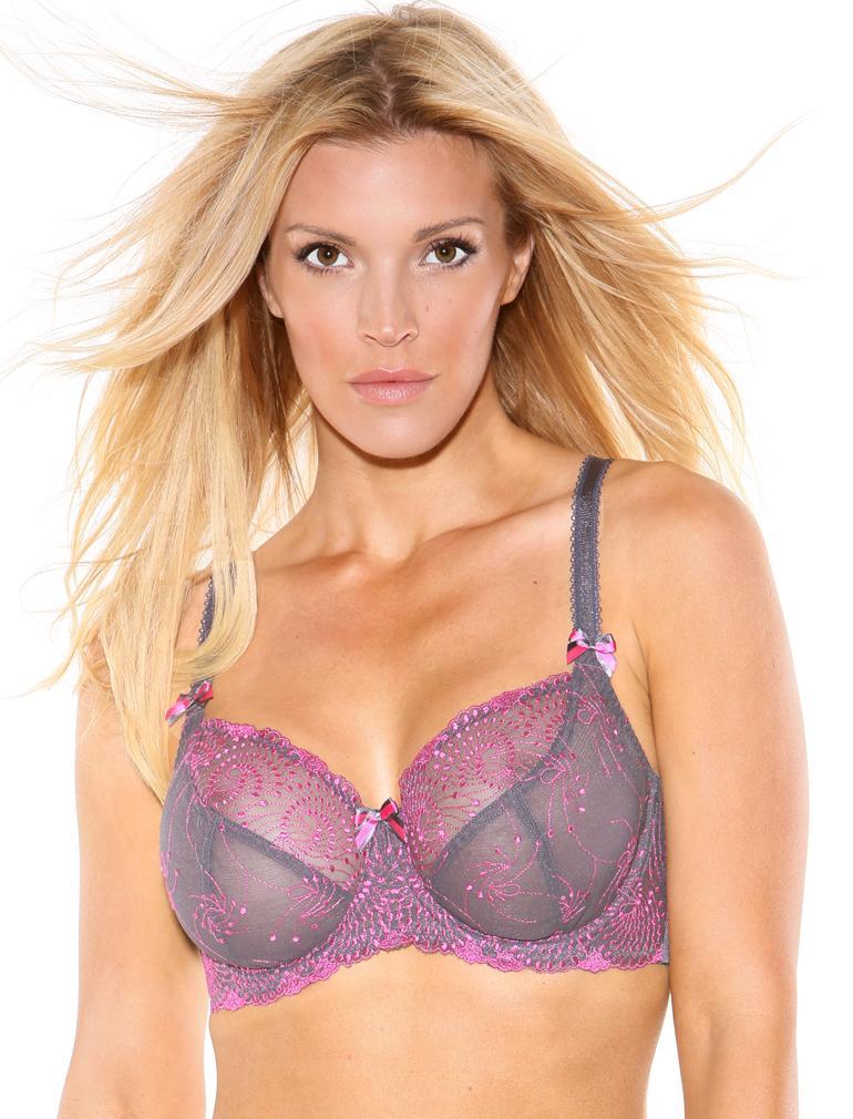 Fit Fully Yours Nicole See-Thru Lace Underwire Bra B2271 - Graphite Fuschsia
