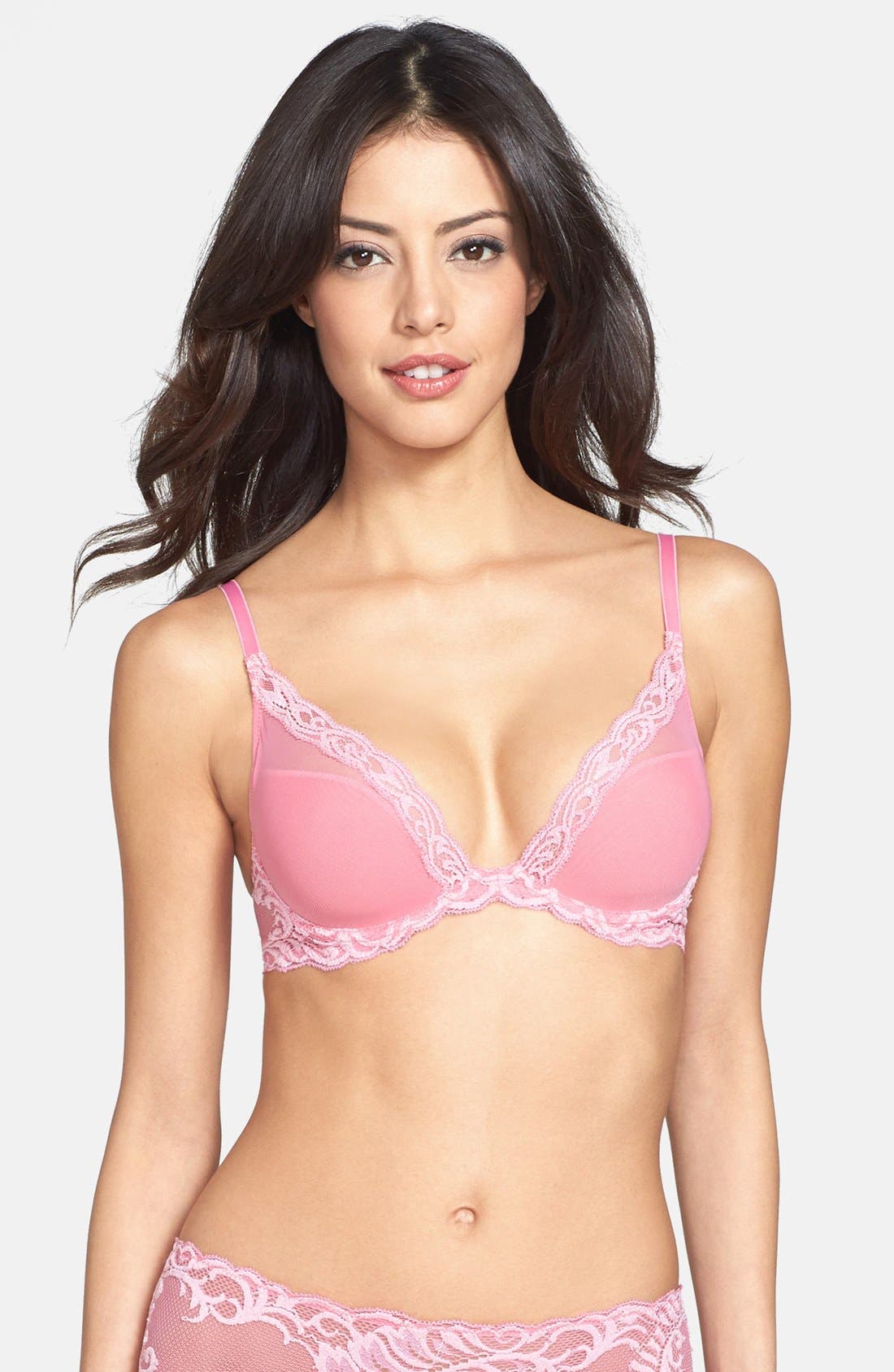 Natori Feathers Contour Plunge Bra 730023 - Pink Icing
