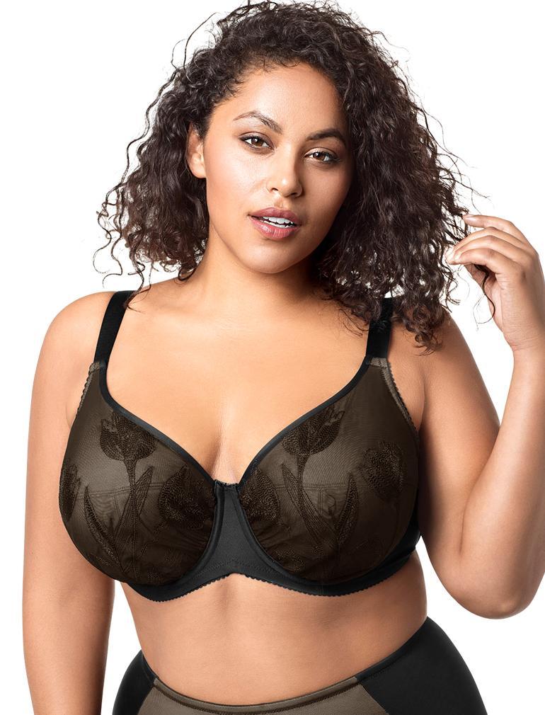 Elila Tulip Embroidered Underwire Bra 2801 - Black
