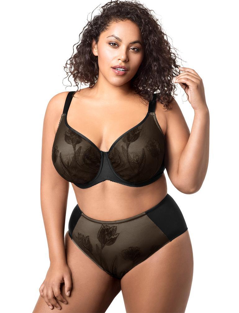 Elila Tulip Embroidered Underwire Bra 2801 - Black